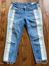 Rag & Bone Jeans Womens Size 26 Skinny Racer Cropped Raw Hem Striped USA Made