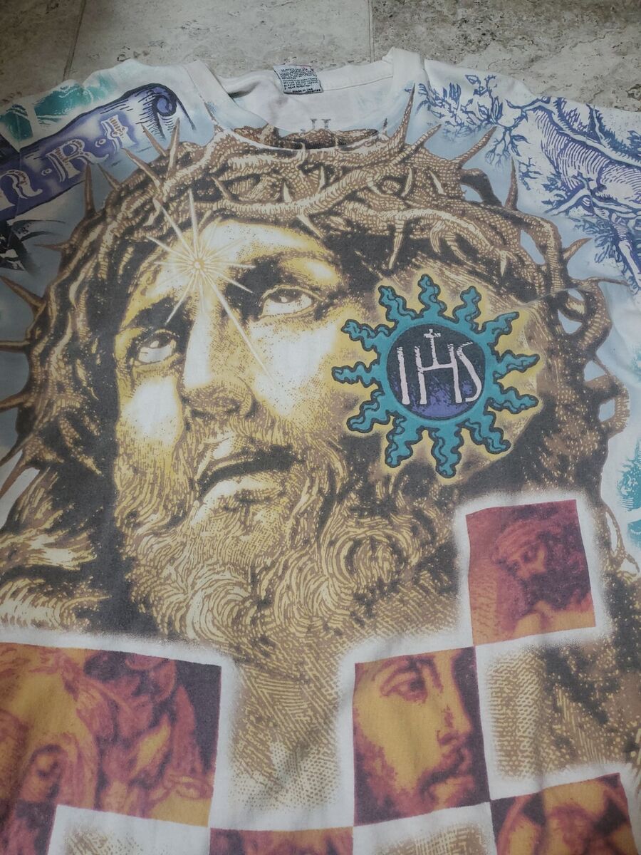 Vintage 90s 1994 Liquid Blue AOP Jesus Tee Nicholson Vintage 90s 1994 Liquid Blue AOP Jesus Tee Nicholson