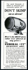 1938 Federal Electric 77 flashing light fire engine siren photo vintage trade ad