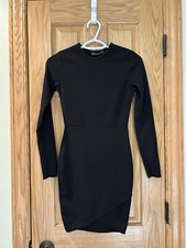 Women's PrettyLittleThing black Bodycon dress with tulip hem, S (4).