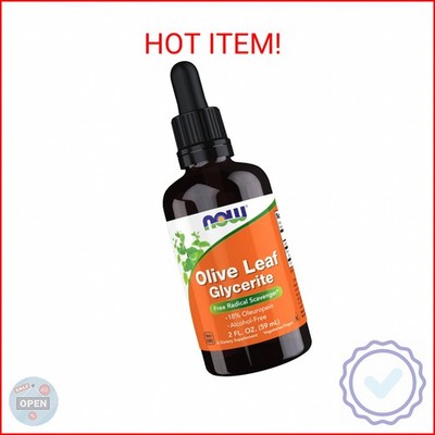 NOW Foods Supplements, Olive Leaf Glycerite Liquid, 18% Oleuropein, Dropper Incl