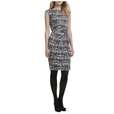 Tory Burch Black White Silk Jersey Ruched Sheath Dress Cap Sleeve 41132433 S