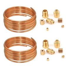 2x Mechanical Oil Pressure Gauge 72 Inch Copper Line Tubing Install Kit