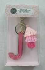 New Modern Expressions "J Monogram Pink Gold Keychain with Tassels