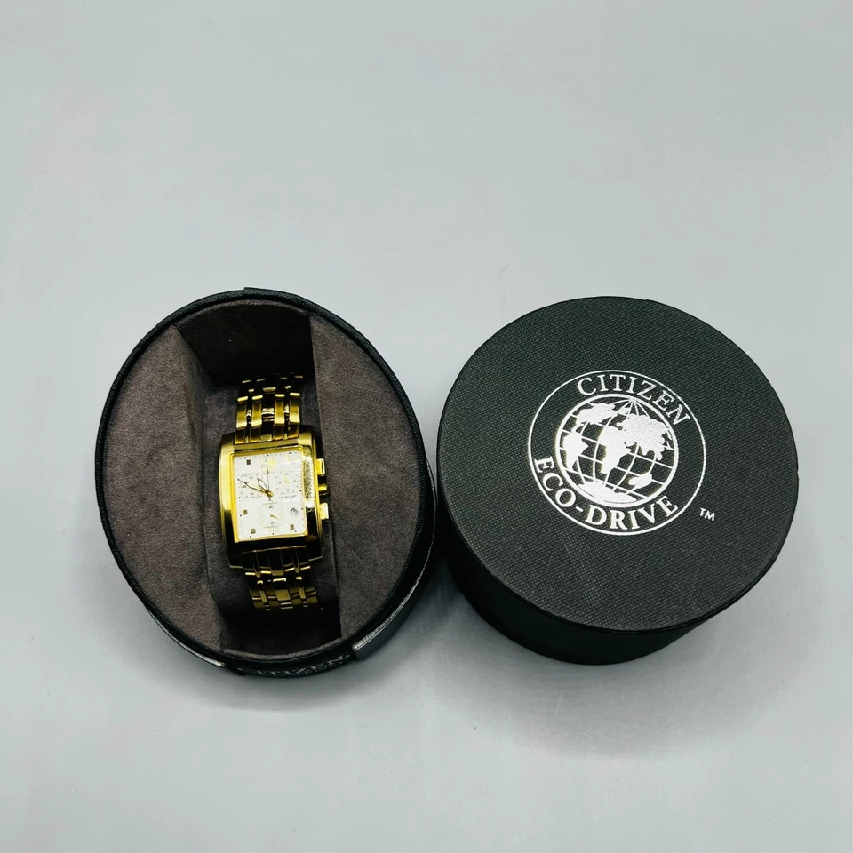 Reloj Hombre Citizen Eco Drive Cronógrafo Rectangular Tono Dorado H501 S008361 Foto 2 de 4