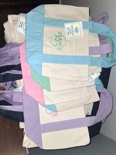 Trader Joe's Mini Pastel Canvas Tote Bags Foldable Multicolor Colour Block