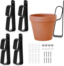 4 Pack Metal Flower Pot Clips, Wall Plant Hangers Holds