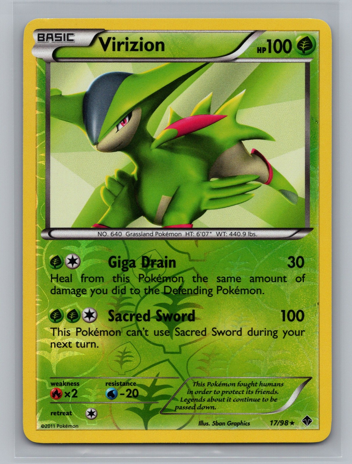 Pokemon Emerging Powers Virizion Reverse Holo Rare - NM #17/98 10878