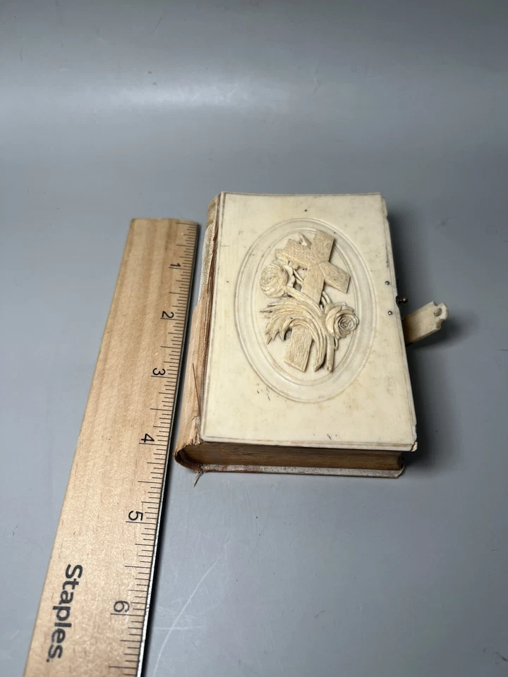 Vintage 1856 Paroissien Romain Prayer Book French Catholic Missal Ivory Cover Fr - Image 3 of 4