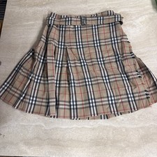 Burberry London Nova Check Pleated Kilt Skirt 16