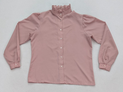 Beeline Fashions Vintage 70s 80s Women's Top Blouse Size L Pink Long Sleeve