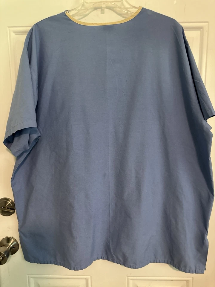 Medline Mens Medical Uniform Blue V Neck Cotton Blend Scrub Top Size XL - Image 2 of 4
