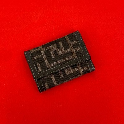 FENDI Zucca FF Pattern Key holder  canvas leather black 12110
