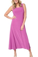 Attitudes by Renee Women's Como Jersey Tank Midi Dress  Racing Plum