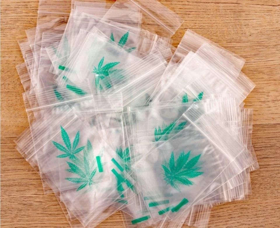 SUNMONDO 1000 Zip Beutel 60x80 mm - Baggies für Weed mit Hanfblatt