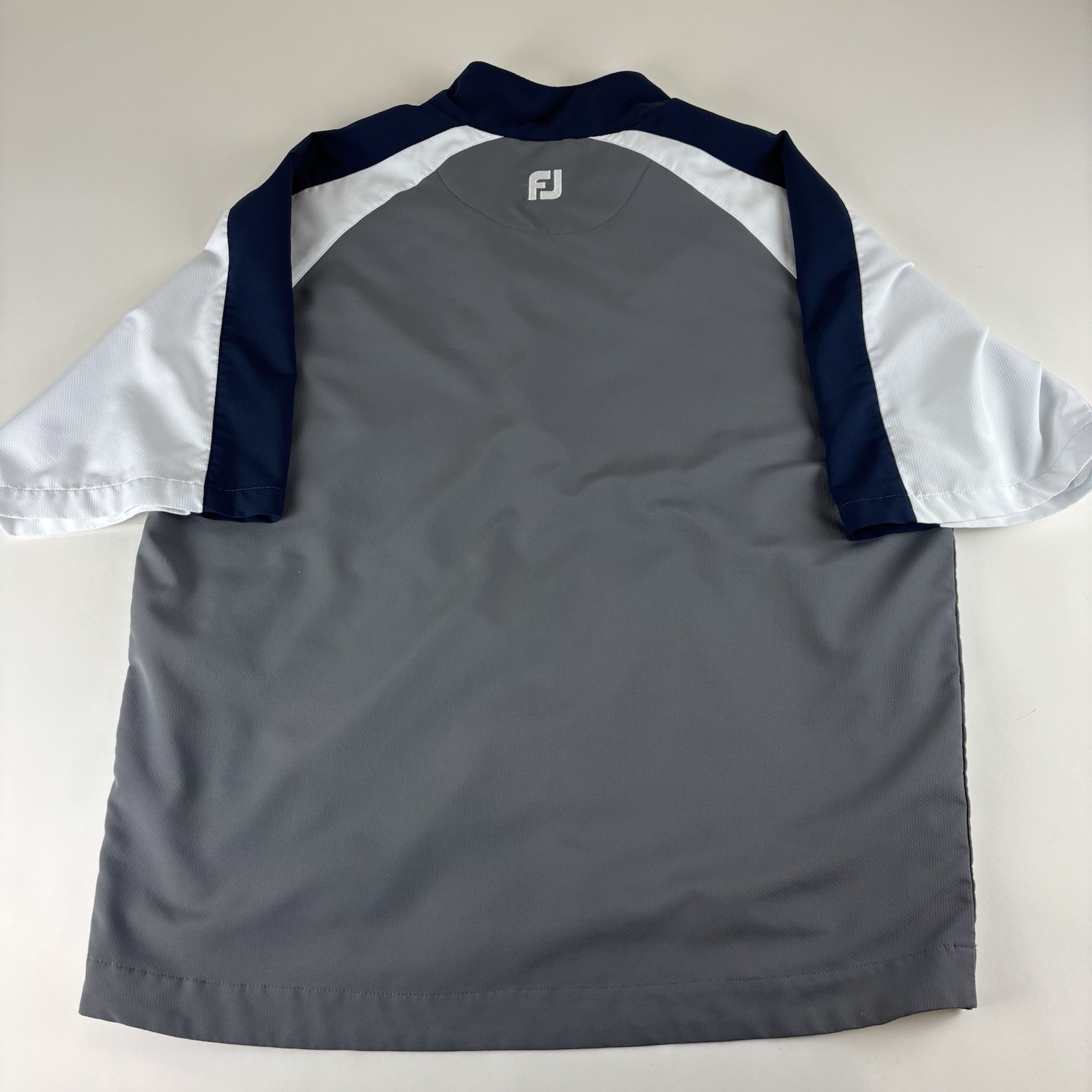 FootJoy Windshirt Men Large Red Blue Quarter Zip Performance Golf Short Sleeve