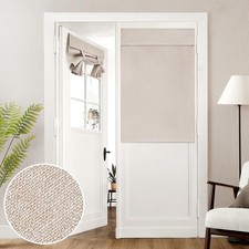 100 Natural Linen Blackout French Door Curtains, Privacy Door Window Curtain...
