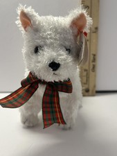 Vintage Ty Beanie Baby Kirby Dog Plush Stuffed Animal Toy White Christmas Bow
