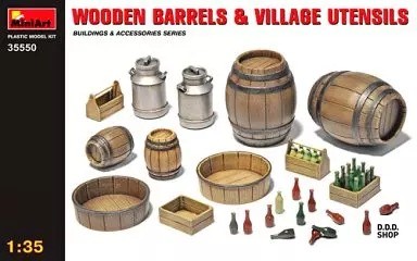 1/35 Diorama Set 2 Wood Barrels & Bottles - Plastic Model Kit [35550]