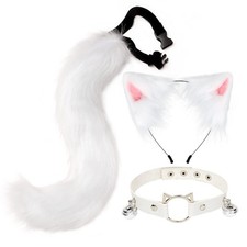 Cat Ears Wolf Fox Animal Tail Cosplay Costume Faux Fur Hair Clip Headdress