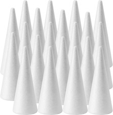20-Pack Craft Foam Cones 2.9X7.9In , White Polystyrene Cone Shaped Foam, Foam T