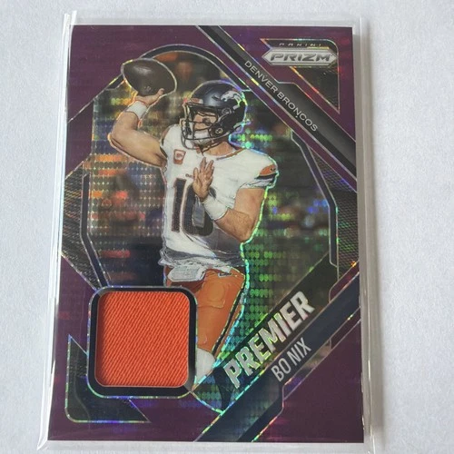 2025 Panini Prizm - Bo Nix Premier Jersey #PJY-BNX Purple Pulsar Patch (MEM)