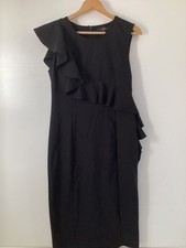 Next Tailoring UK 10 Black Ruffle Sleeveless Bodycon Wiggle Dress Occasion