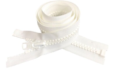 YKK #10 Large Molded Plastic Heavy Duty Jacket Zipper Separating WHITE 37''- 250''