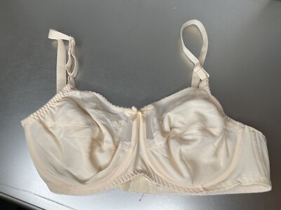 Vintage Bali Bra Flower Unlined Mesh Boned Beige Peach Underwire Union 40C