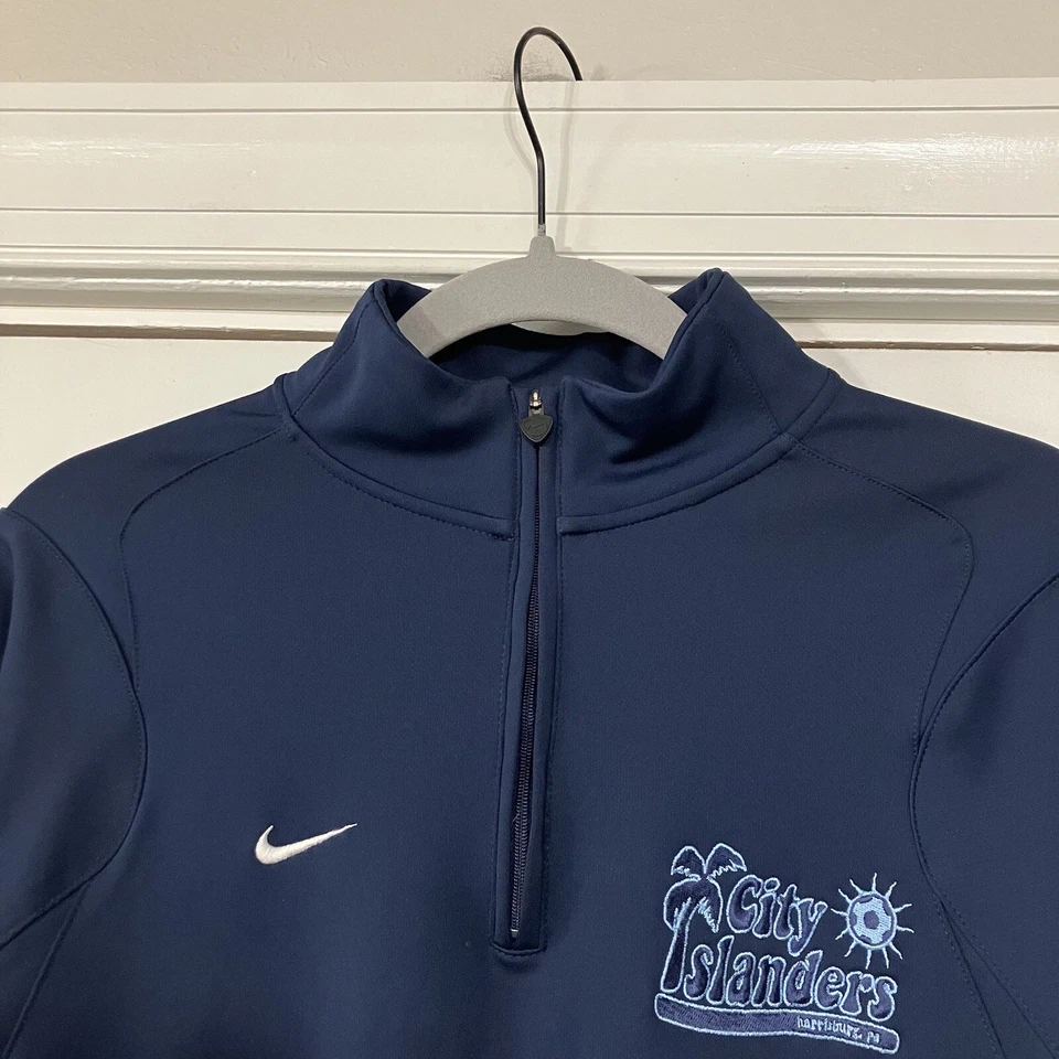 HARRISBURG CITY ISLANDERS Nike DriFit 1/4 拉链套衫 S 码 USL Pro MSL 蓝色 — 第 3/4 张图片
