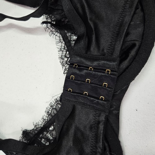 Cacique Women Bra 38C Black Lace Underwire Unlined Bralette Bow Adjustable Strap - Picture 7 of 9