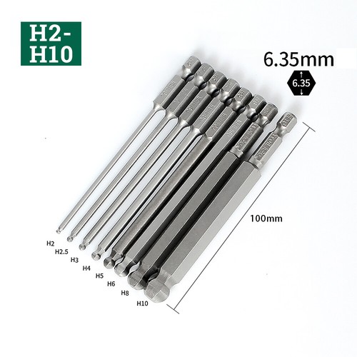 5 pcs 1/4" Ball End Hexagon Head Long Magnetic Screwdriver Drill Bits Hex Shank - Picture 34 of 39