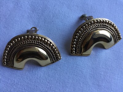 Boucles D'Oreilles Cartagène Doré Avec Frise Ciselée - Occasion Très Bon État