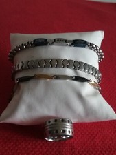 Lotto 4 Pezzi ACCIAIO UOMO 3 BRACCIALI 1 ANELLO FIRME S. STEEL PACIOTTI ZOPPINI 