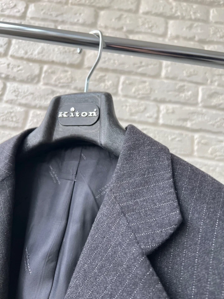 Kiton Napoli Striped Super 180's 100% Wool Blazer Jacket Men's Size 48 - Image 4 of 4