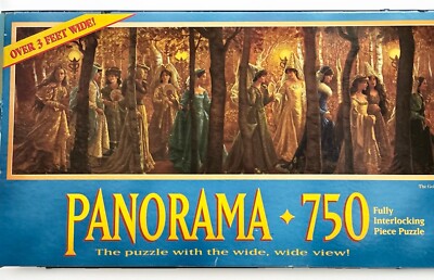 Panorama 750 Piece JigsawPuzzle The Golden Wood 1995 Milton Bradley