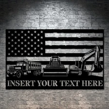 Personalized US Demolition Worker Metal Sign. Custom Heavy Machinery Wall Decor