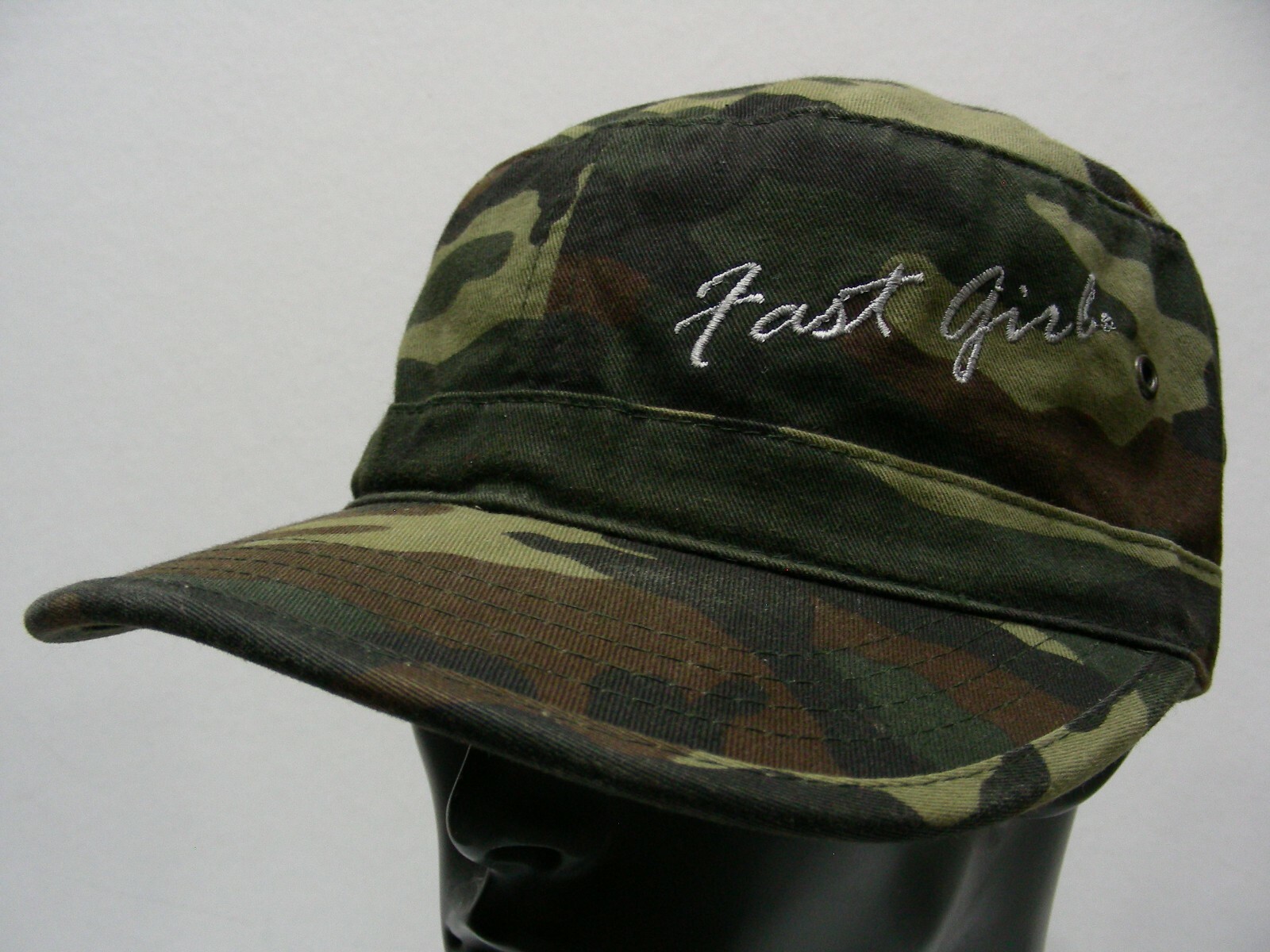 FAST GIRL - CAMOUFLAGE - ONE SIZE ADJUSTABLE CADET STYLE CAP HAT!