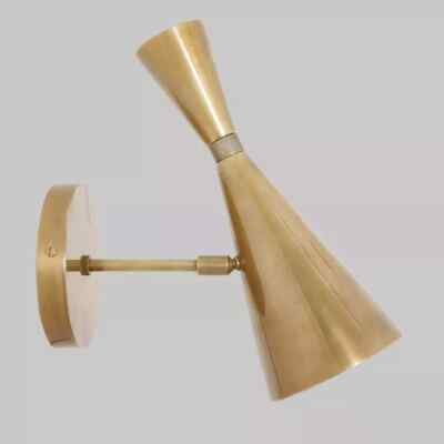 Mid Century Brass Wall Sconce Lamp Light White LELO , Italian Stilnovo Inspired
