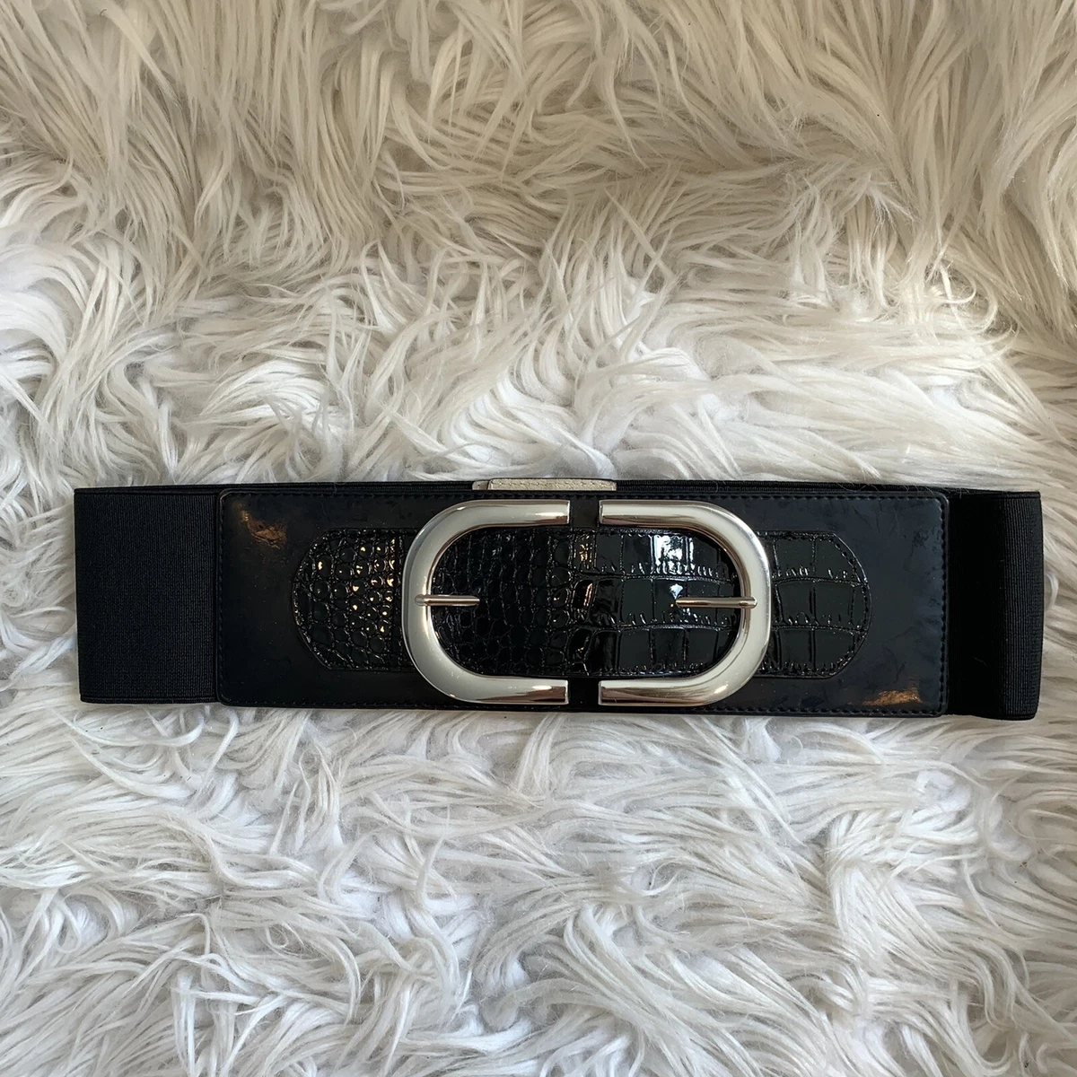 Thick black belt with silver best sale buckle
