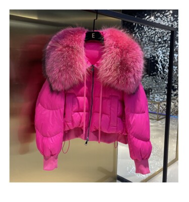 winter coat women fashion short down jacket fox fur collar puffer jacket outwear