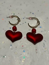 NEW Gold Tone Red Heart Huggie Hoop Earrings Valentines Day
