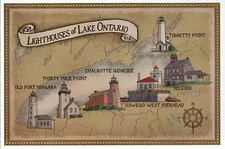 Lighthouses of Lake Ontario, Great Lakes, New York, Canada --- Modern Postcard