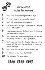 Havanese "Rules for Humans" - CUSTOM MATTED - Dog Art Print : GIFT