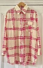 MARNI X Uniqlo Womens Pink Ivory Check Satin Oversize Long-Sleeved Shirt S UK 10