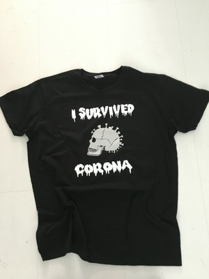 T-Shirt I Survived Corona, Druck: weiß/silber , schwarz, Marken T-Shirt B&C