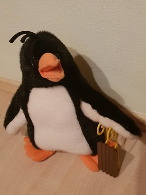 Opel Pinguin mit Schlitten, Stofftier, Werbefigur, ca. 34cm hoch, wie neu