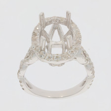 Sterling Silver Semi Mount Ring Setting Oval OV 13X10mm Twist Shank