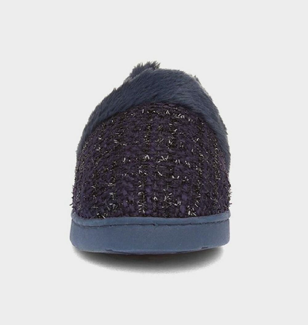 SAOLA Dr Keller Avon ciabatte da donna in pelliccia sintetica stile vimini suola grossa blu navy e rosse blu navy