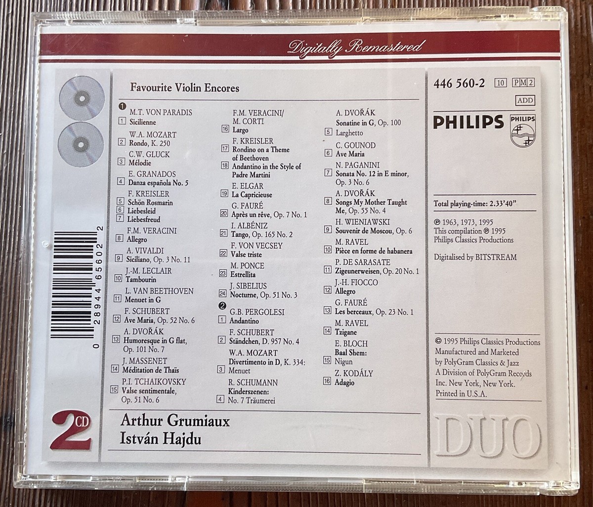 Favorite Violin Encores Import GRUMIAUX,ARTHUR / HAJDU,ISVAN